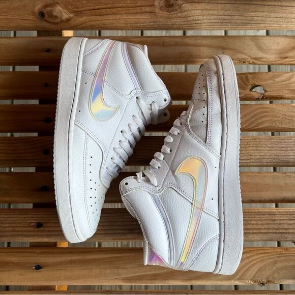 Nike Court Vision Mid ‘White Iridescent’ Women’s Sneakers - Size 8.5 - Picture 10 of 14